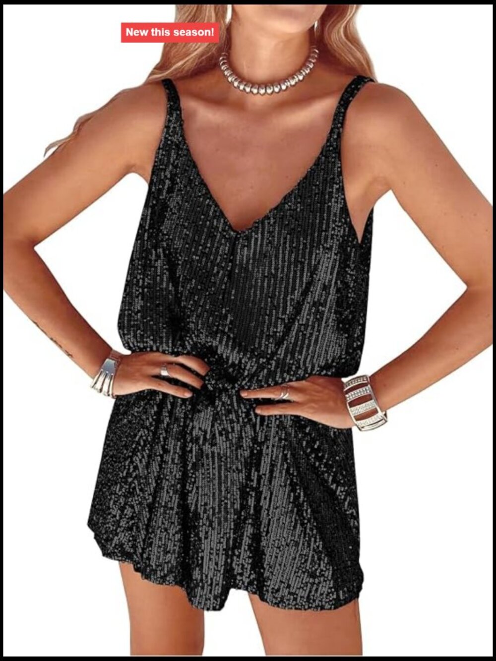 Sequin Mini Dress V-Neck Sleeveless Backless Cocktail Party